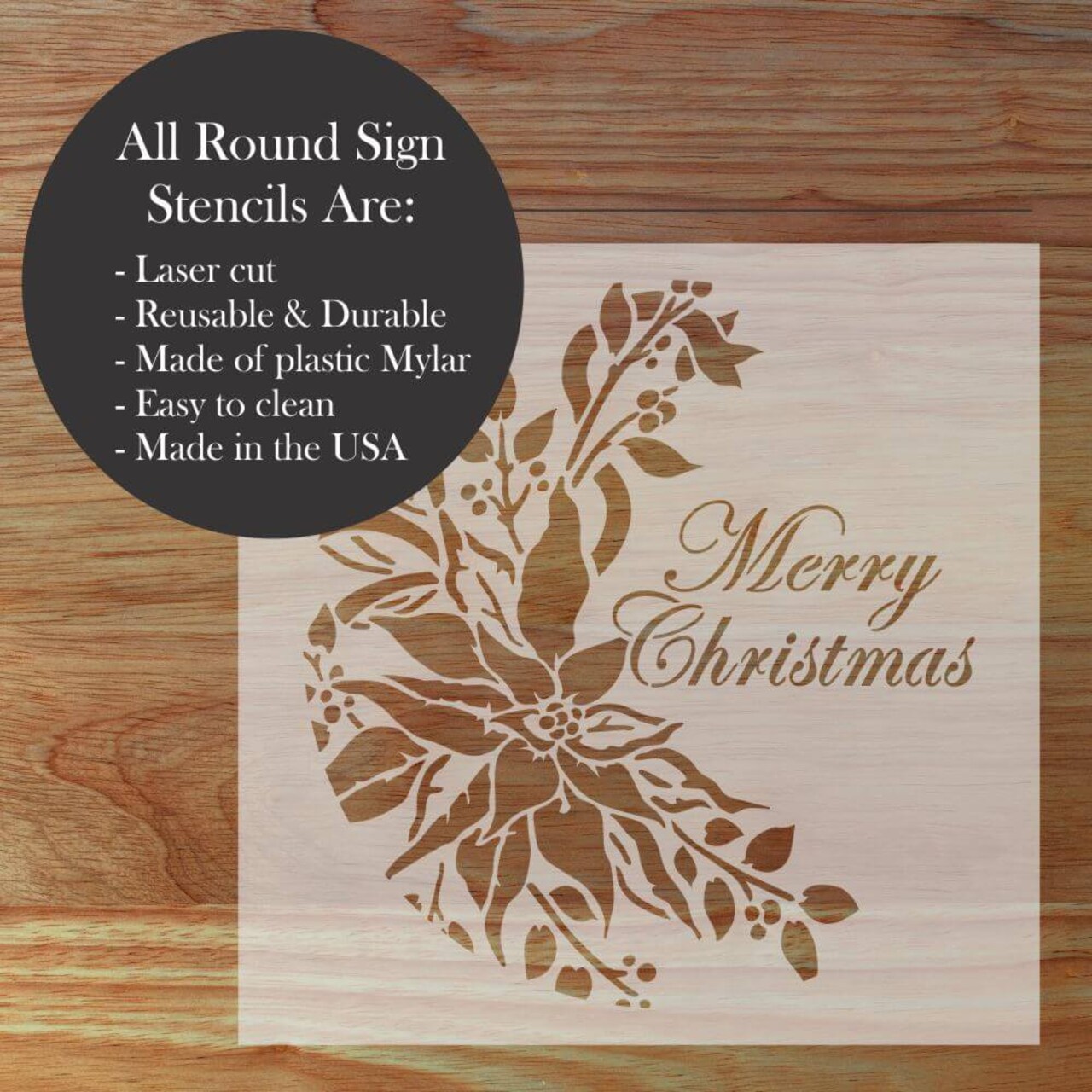 Merry Christmas Round Sign Stencil | Sign Stencil | DIY Sign Stencil | Round Stencil | Designer Stencils |